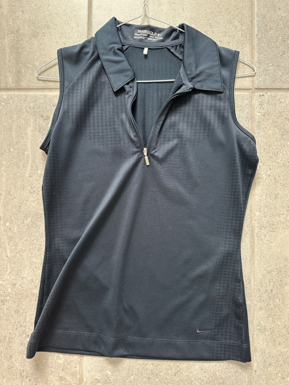 Nike Women's Black Sleeveless Zip Polo Top golf XS